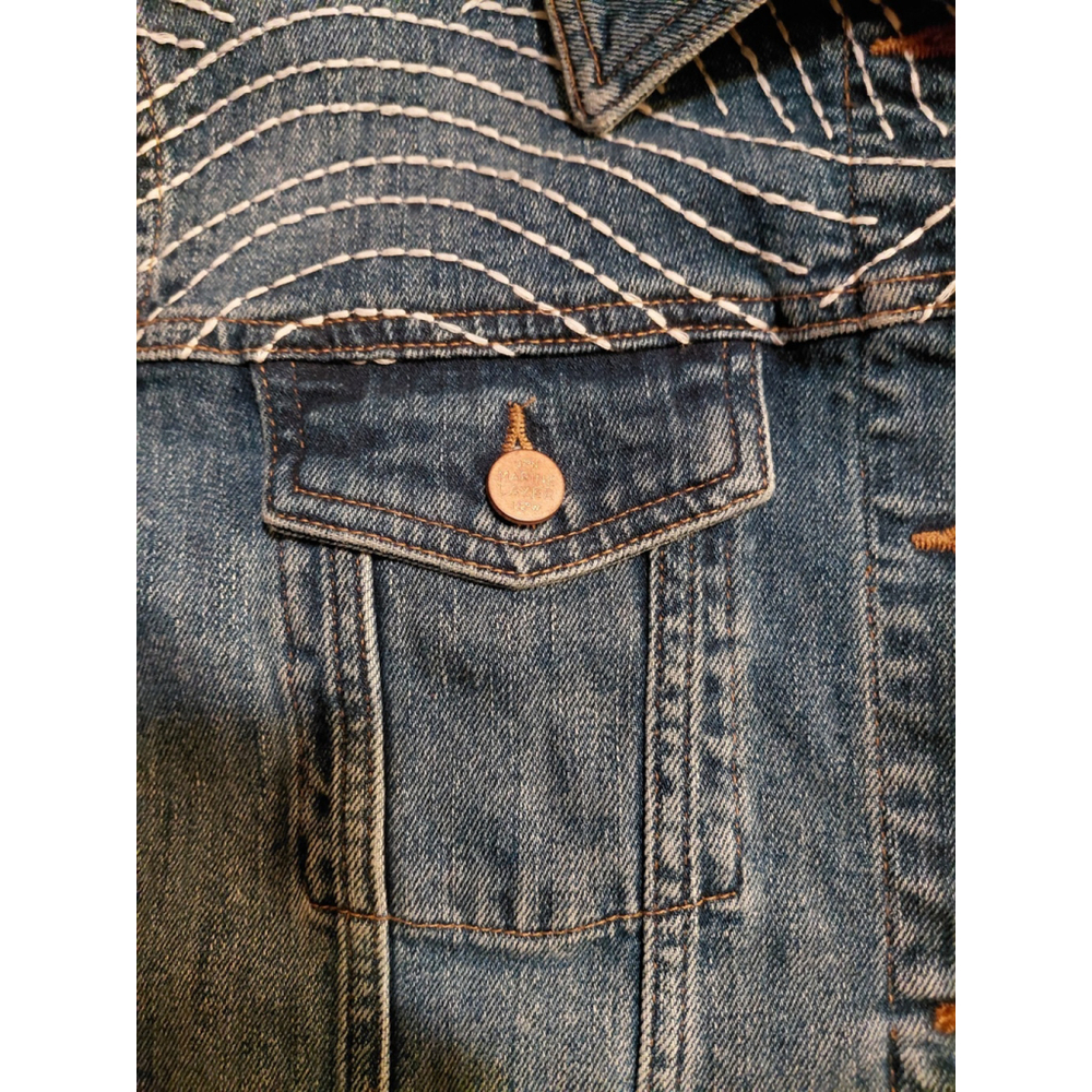 MARINE LAYER Blue Jean Eileen Embroidered Jacket Soft Denim Size Women's Large - Picture 7 of 13